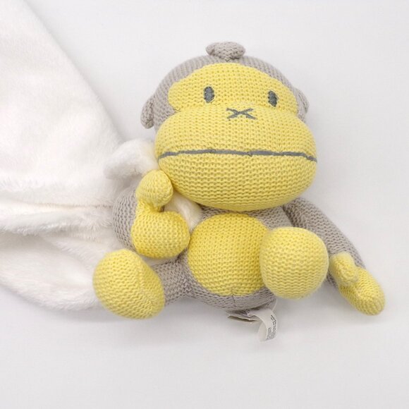 Baby Bum Monkey Lovey Duke Gray Yellow White Knitted Plush Security Blanket Soft - Picture 8 of 12